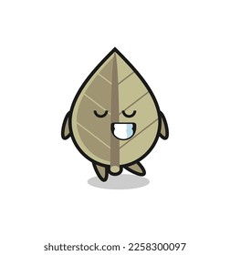 dried leaf cartoon illustration with a shy expression , cute style design for t shirt, sticker, logo element