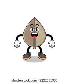 dried leaf cartoon with surprised gesture , character design