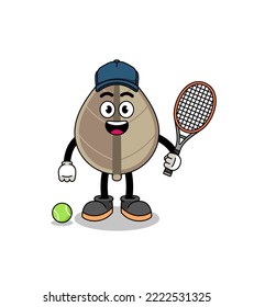 dried leaf illustration as a tennis player , character design