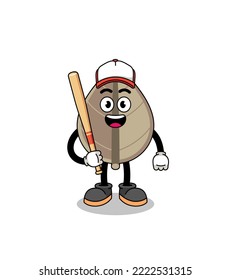 Maskottenkartoon auf getrockneten Blättern als Baseballspieler , Charakterdesign