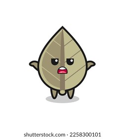 personaje de mascota de hojas secas que dice que no sé, diseño de estilo lindo para camiseta, pegatina, elemento logo