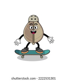 mascota de hojas secas con patineta , diseño de carácter