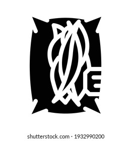 dried mango pieces bag glyph icon vector. dried mango pieces bag sign. isolated contour symbol black illustration