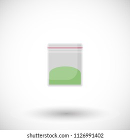 Dried marijuana, cannabis vector flat icon, flat design of medical marijuana dispensary object with round shadow isolated on white background, vector illustration