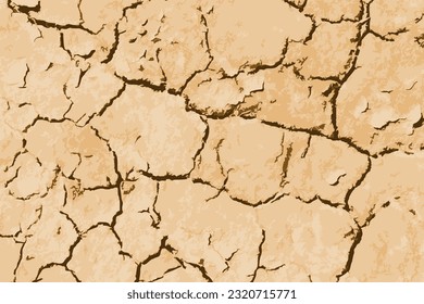 Superficie seca de barro. Ilustración del vector del suelo seco. Concepto de calentamiento global.