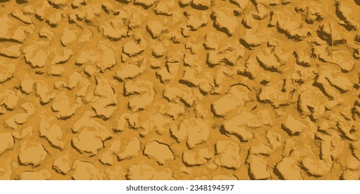 Dried mud surface. Dry soil vector illustration. Global warming concept.
