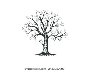 dried oak tree vector illustration isolated on white