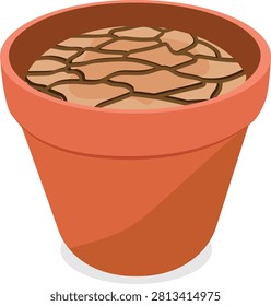 Dried Out Soil Flower Pot vector.