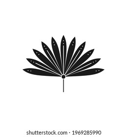 Dried Palm Leaf Silhouette in Simple Style. Vector Tropical Leaf Emblem. Boho Illustration for create Logo, Pattern, T-shirt Prints, Tattoo design, Social Media Post and Stories