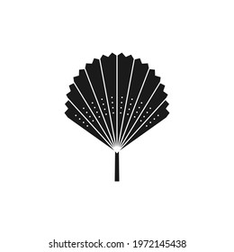 Dried Palm Leaf Silhouette in Simple Style. Vector Tropical Leaf Boho Emblem. Fan Illustration for create Logo, Pattern, T-shirt Prints, Tattoo design, Social Media Post and Stories