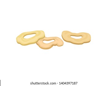 Dried pineapple on a white background. Realistic vector illustration.