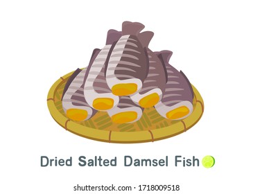 dried salted damsel fish Vector

