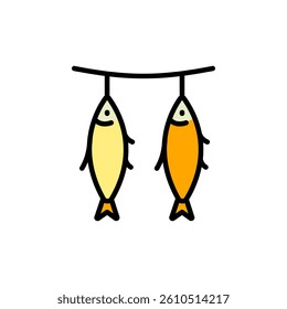 Dried salted fish icon. Catch seafood symbol. Vector logo sign collection for web app ui