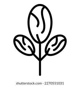 Vector de contorno de icono de semilla seca. La fruta de la comida. Sequedad dulce