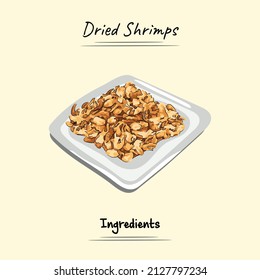 Dried Shrimps Illustration Sketch And Vector Style. Good to use for restaurant menu, Food recipe book and food ingredients content.