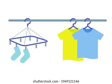 Dried socks and shirt.Vector illustration that is easy to edit.