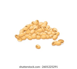 Dried soya beans. Fresh soybean Isolated on white background. Vector Illustration. Stock illustrator. 