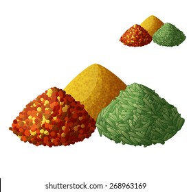 Dried spices isolated on white background. Detailed Vector Icon. Series of food and drink and ingredients for cooking.
