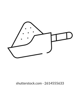 dried spices on scapula line icon vector. dried spices on scapula sign. isolated contour symbol black illustration