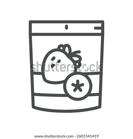 Dried Strawberry Packet Icon. Simple Line Illustration of Dehydrated Strawberry Slices. Isolated Strawberry Seed Packet Outline Vector Symbol on White Background.
