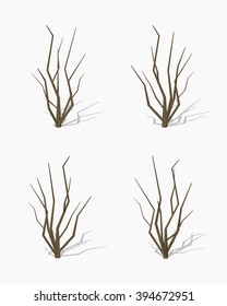 Dried tree. 3D lowpoly isometric vector illustration. The set of objects isolated against the white background and shown from different sides