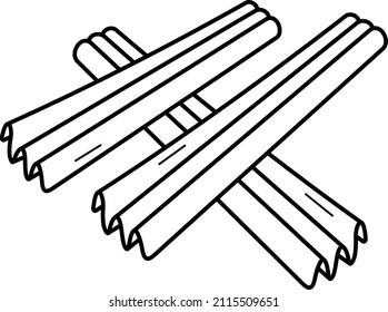 Dried yuba sticks. Vector outline illustration.
