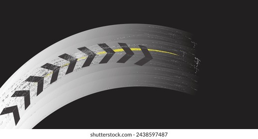 Fondo de deriva monocromo con marcas de rueda de textura y deriva en el patinaje, marcas de neumáticos redondeadas. Vector de textura aislada.