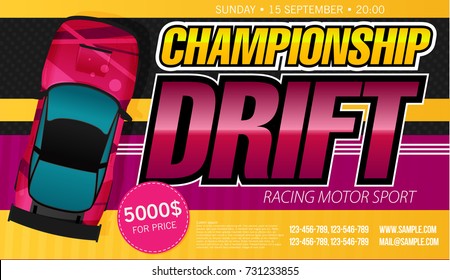 Drift banner for web or print. Flat vector.