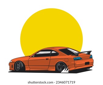 drift car design vector image with  circle background