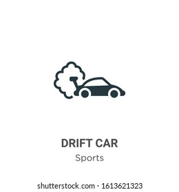 Drift Car Glyph Icon Vector On White Background. Flat Vector Drift Car Icon Symbol Sign From Modern Sports Collection For Mobile Concept And Web Apps Design.