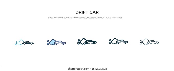 drift car icon in different style vector illustration. two colored and black drift car vector icons designed in filled, outline, line and stroke style can be used for web, mobile, ui