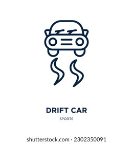 drift car icon from sports collection. Thin linear drift car, auto, drive outline icon isolated on white background. Line vector drift car sign, symbol for web and mobile