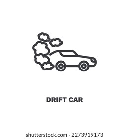drift car icon. Thin line drift car icon from sport and game collection. Outline vector isolated on white background. Editable drift car symbol can be used web and mobile