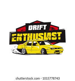 Drift Car logo T-Shirt modern vector Speed