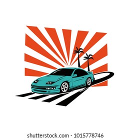 Drift Car logo T-Shirt modern vector Speed