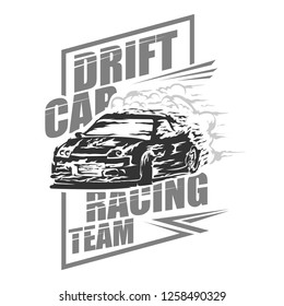 drift car racing vector illustration, racing car logo vector