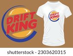 Drift king quote with funny logo parody. Vector illustration for tshirt, hoodie, website, print, application, logo, clip art, poster and print on demand merchandise.