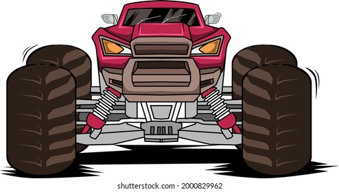 drift monster truck hand drawing vector