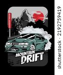 drift mountain championship, t-shirt design illustration