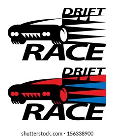 Drift race sign or symbol, vector illustration 