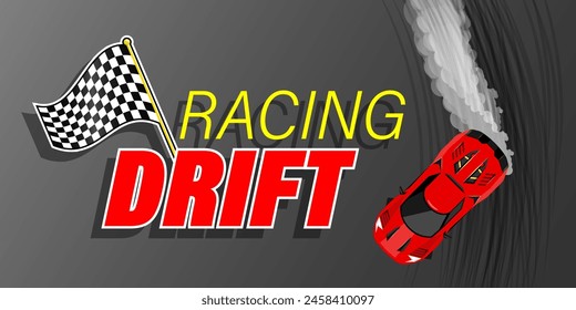 Drift Racing Draufsicht Rot Super Car Drifting Illustration Vektorgrafik