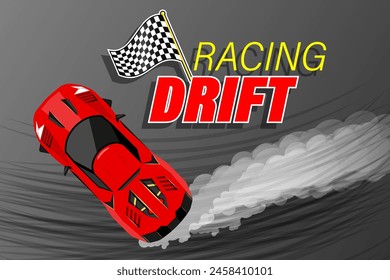 Drift Racing Draufsicht Rot Super Car Drifting Illustration Vektorgrafik