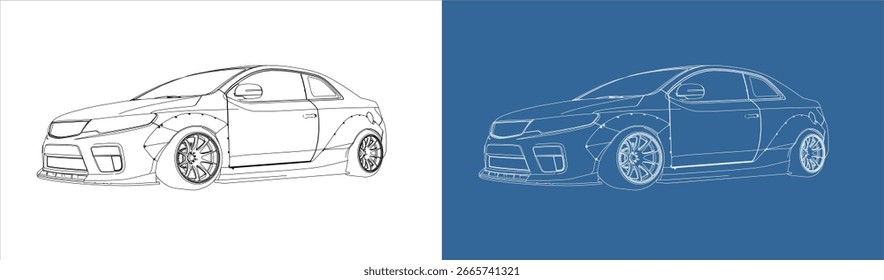 Vetor de visão de perspectiva de planta sedan de deriva