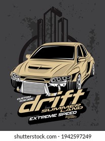 drift summer land, custom drift car illustration