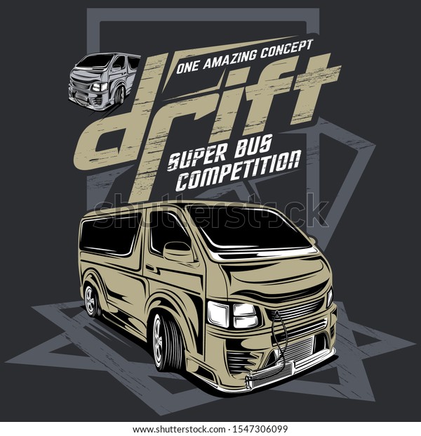 drift super bus competition, illustration of a drift\
sports car