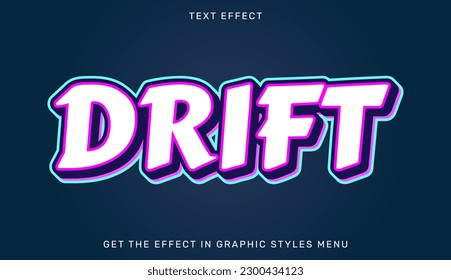 Drift text effect template in 3d style. Suitable for brand or business logos