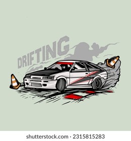 vagón a la deriva. diseño de impresión de carreras de arrastre vectorial