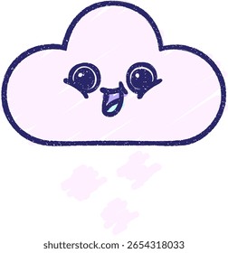 Desenho de giz de nuvem à deriva em cores de néon brilhantes