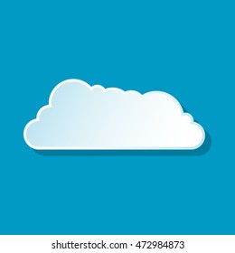Drifting cloud icon on blue background. Weather symbol