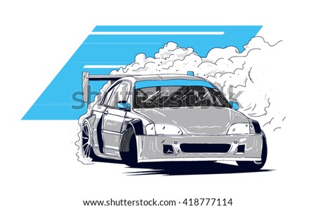 Drifting logo, emblem, label, poster or design print. 